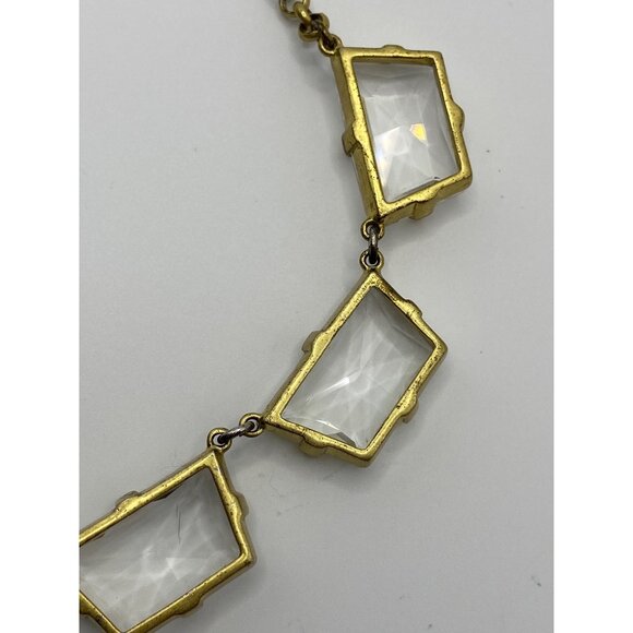 J.Crew Gold-Tone Necklace With Clear Geometric Crystal Accents Lobster Clasp Clo - Picture 7 of 9